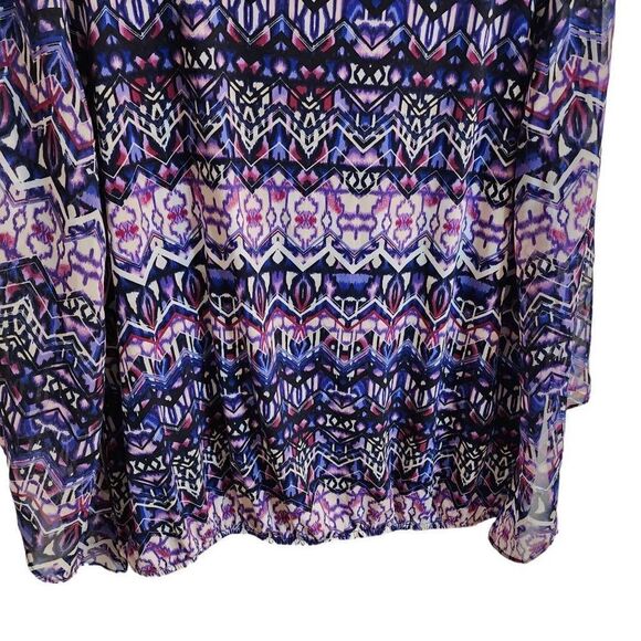 Roz & Ali Purple Printed Blouse Size Large - Picture 5 of 6